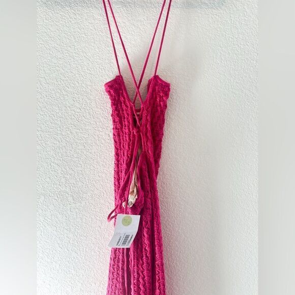 NWT Capittana Anthropologie Ali Knitted Beach Cover Up Dress in Pink S - Picture 6 of 6